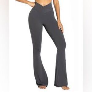 V-Waist Charcoal Boot-Flare Pants